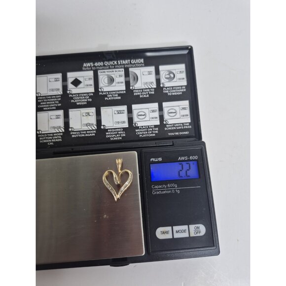 Caspian International 1/4ct Diamond Heart Pendant 10k Yellow Gold 2.2g - Picture 8 of 12